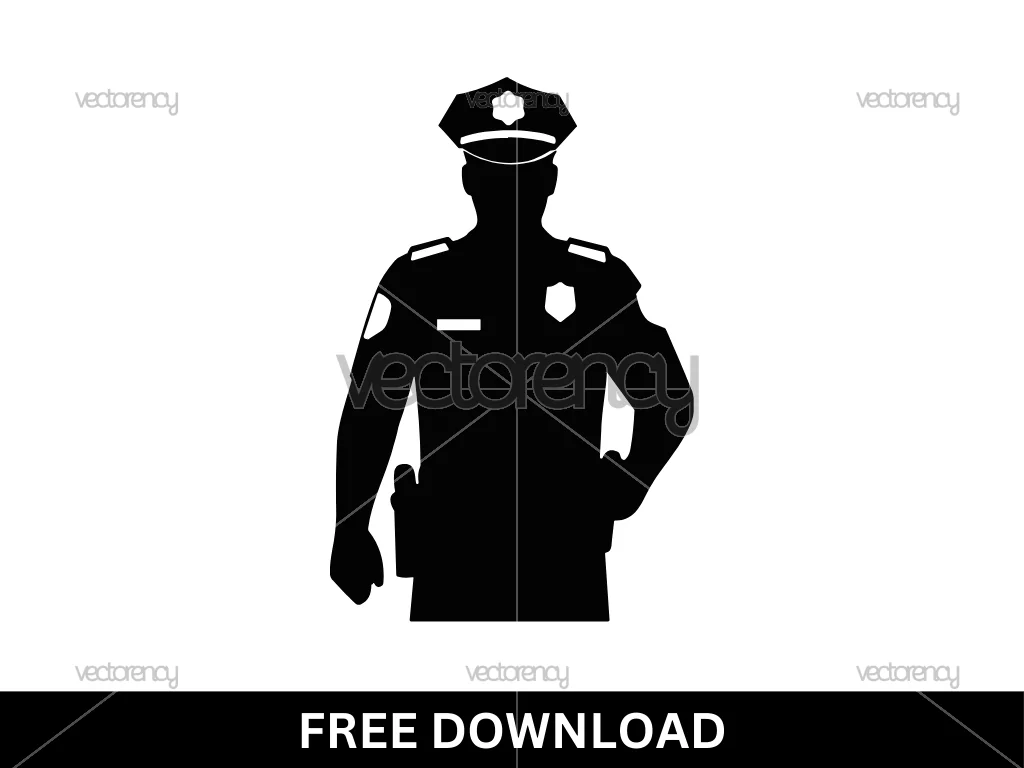 Silhouette Of a Police Officer SVG Vector Free