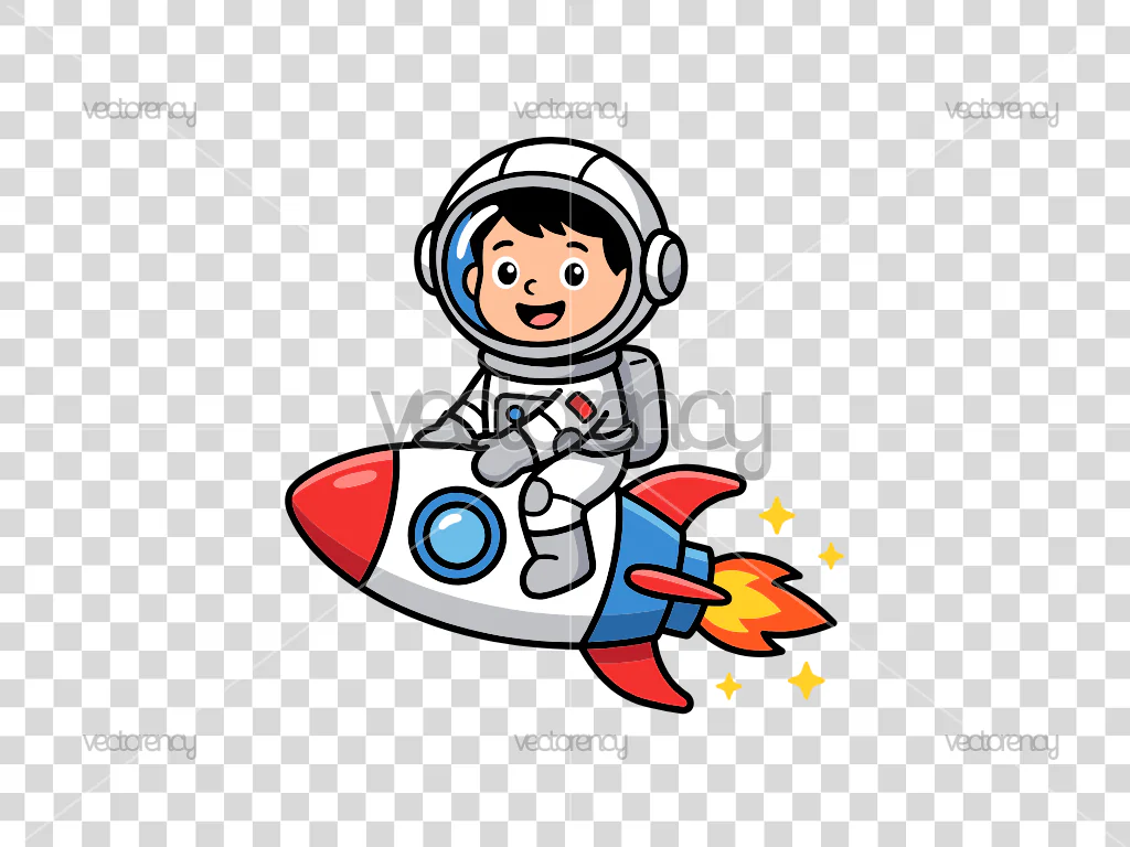 Child Astronaut Riding a Flying Rocket Ship Digital Download Printable Wall Art for Kids Room Decor