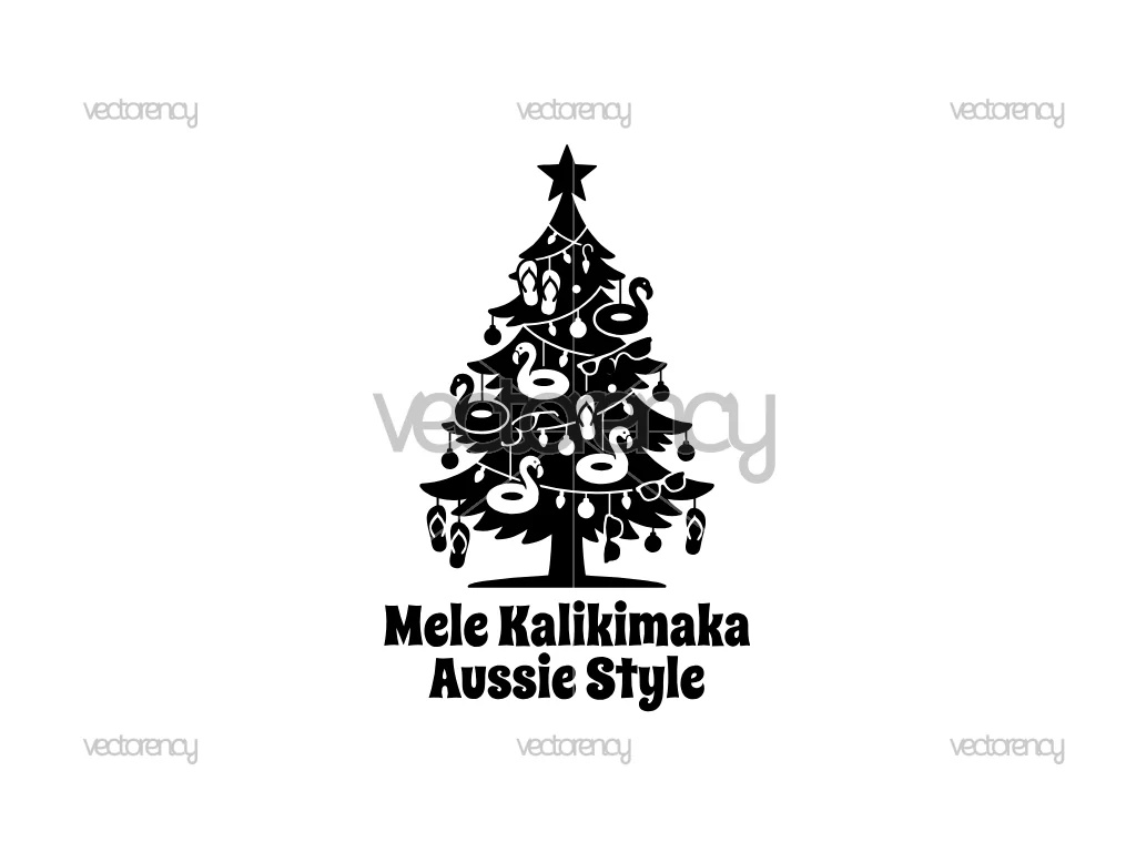 Christmas in July SVG Christmas Tree with Flip-Flops and Flamingo Pool Floats PNG