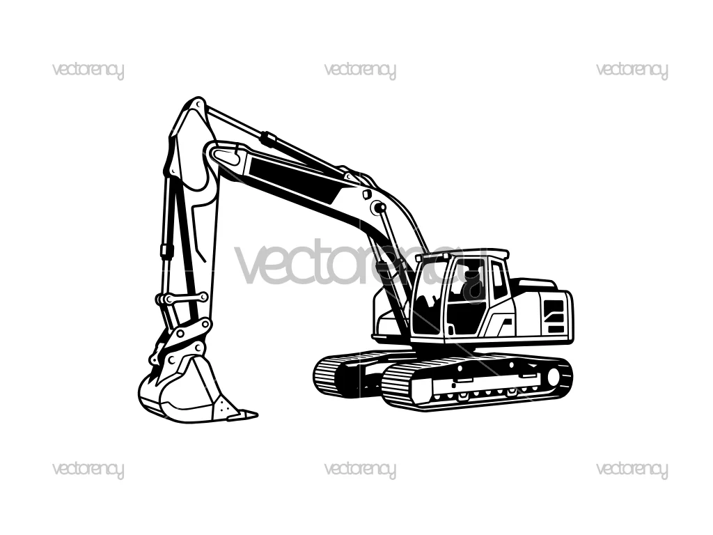 Excavator Clipart Outline Vector