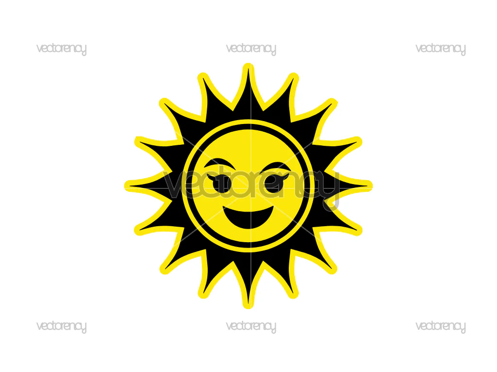 Cartoon Sun Cute Vector SVG Cricut