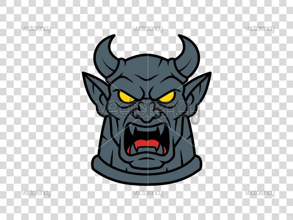 Spooky Gargoyle Head Halloween SVG Clipart PNG