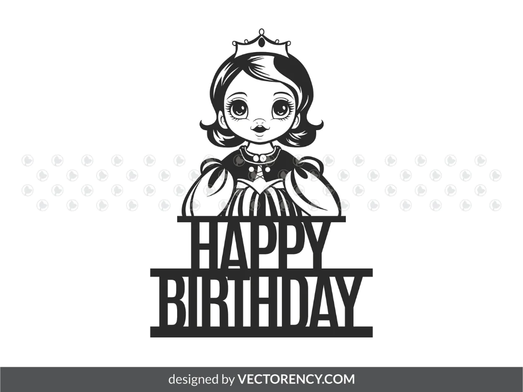 Baby Princess Cake Topper, Birthday SVG, PNG, EPS