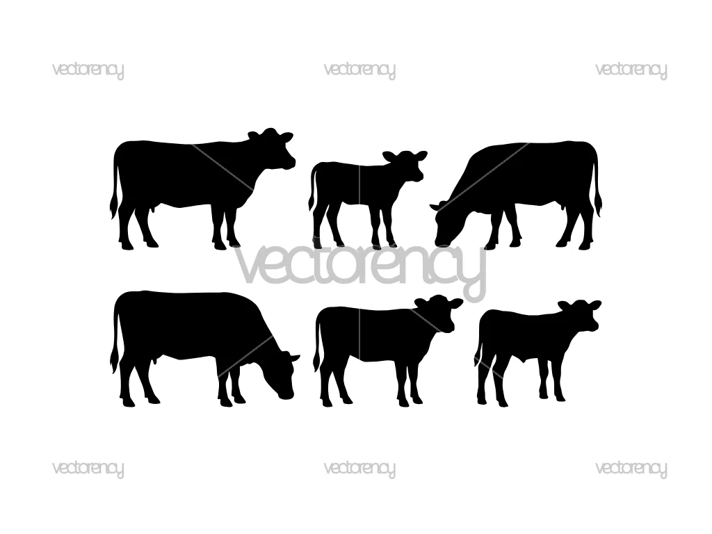 Cow and Calf Silhouette SVG Vector