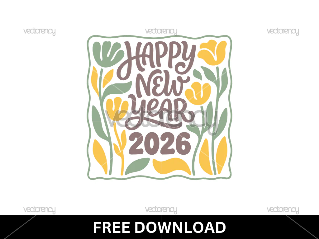 Happy New Year 2026 SVG Design Free Download