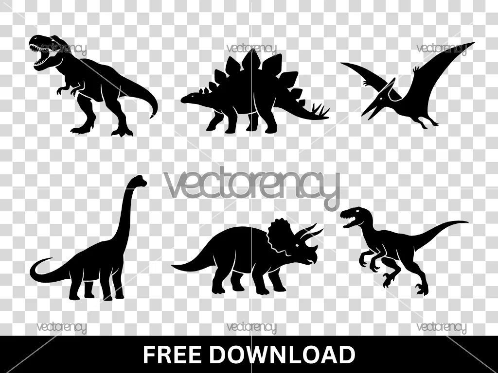 Dinosaur Silhouette Set Vector Design Free