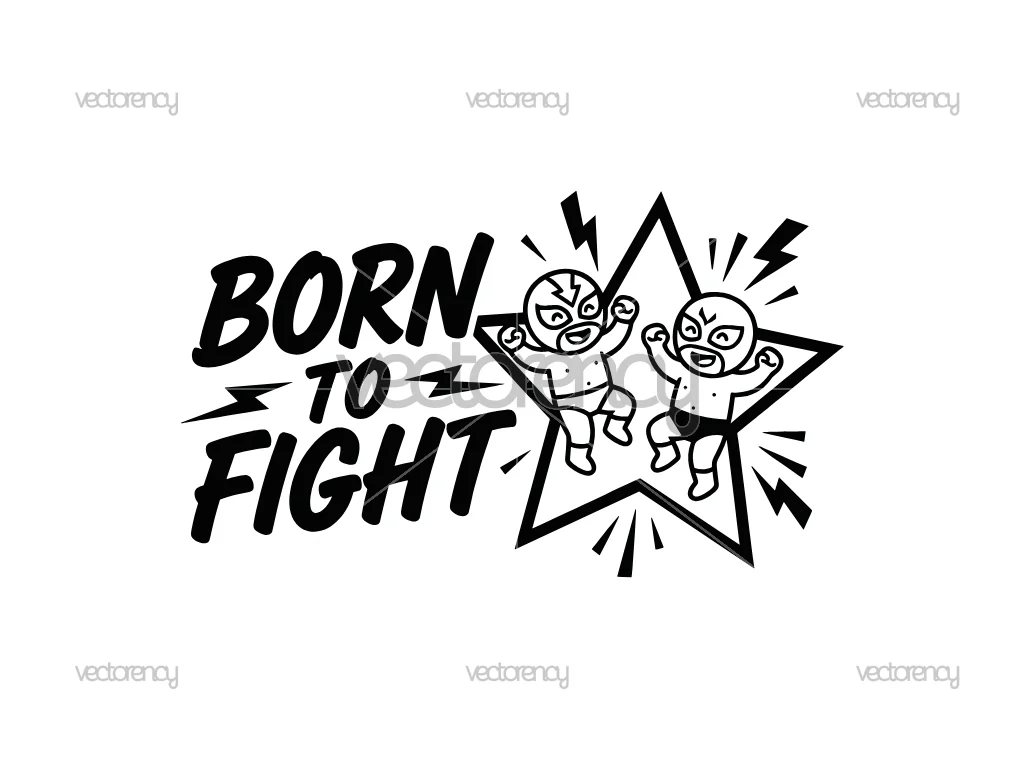 Born to Fight Kids Wrestling Vector PNG Design