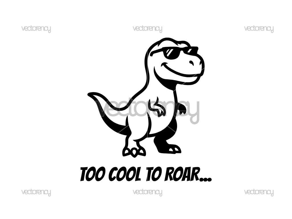 Too Cool to Roar SVG Funny Premium Design T-Rex