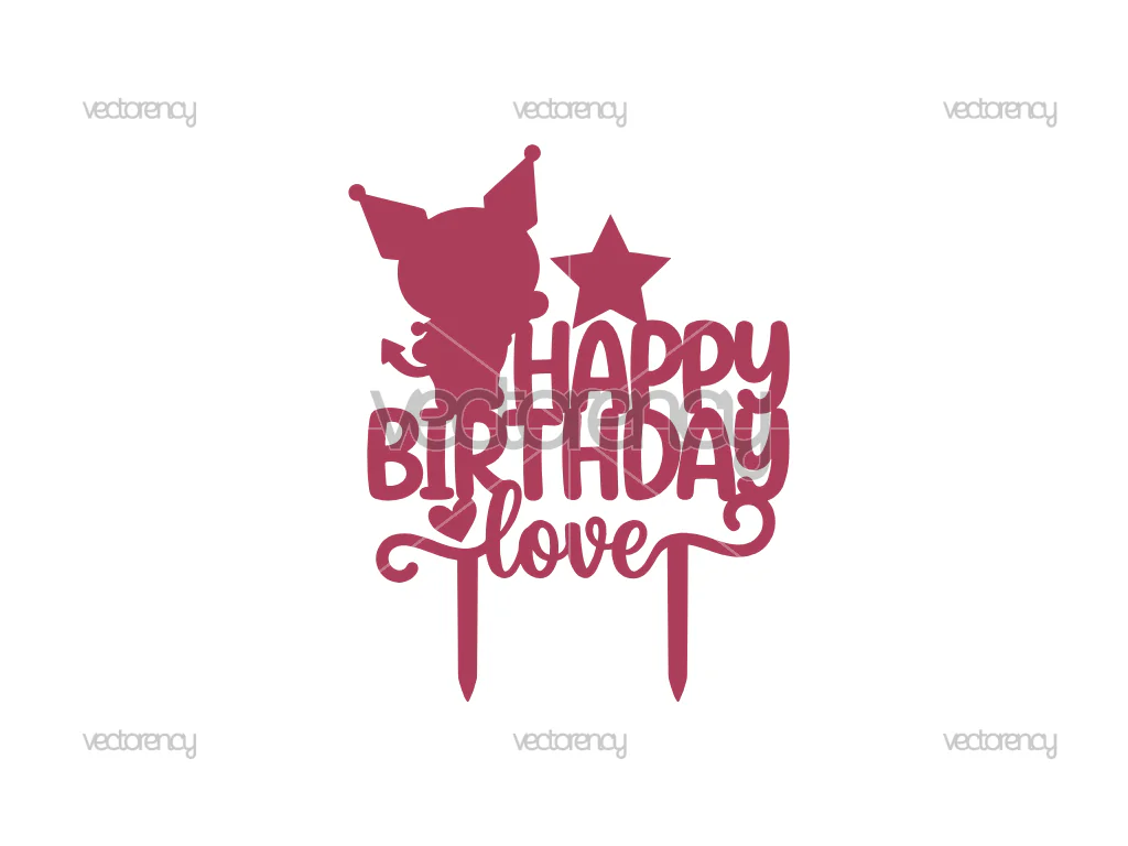 Kuromi Cake Topper Cut File DXF PNG EPS SVG Happy Birthday