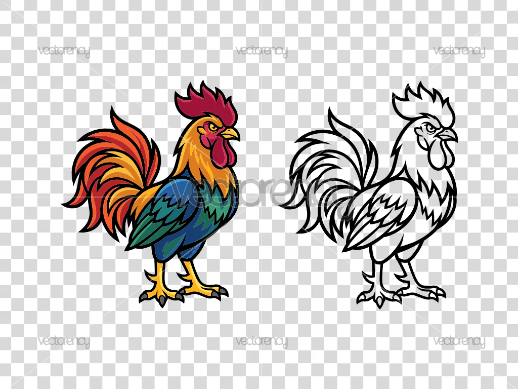 Rooster Fantasy Art Mascot Premium Vector