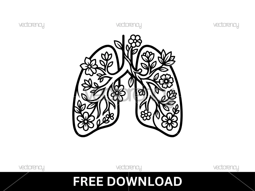 Human Lungs With Flowers Free SVG File