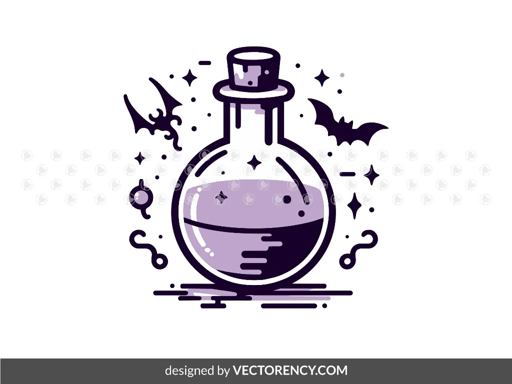 Gothic Vector Potion Bottle Pastel Purple