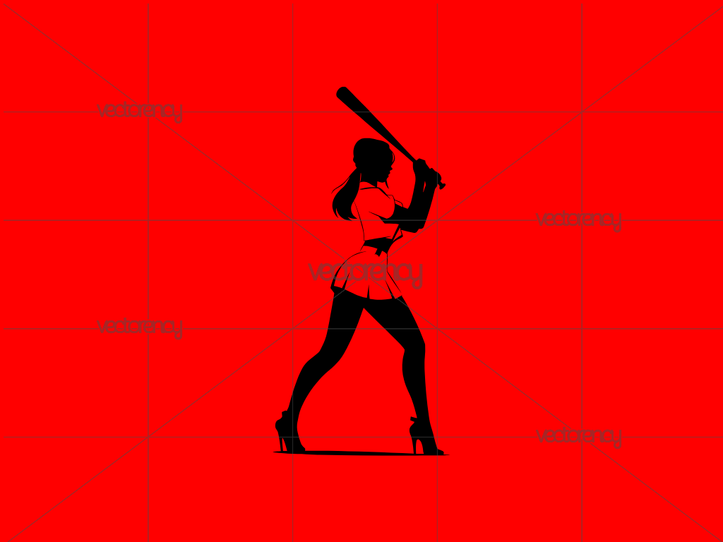 High Class Woman Baseball Silhouette