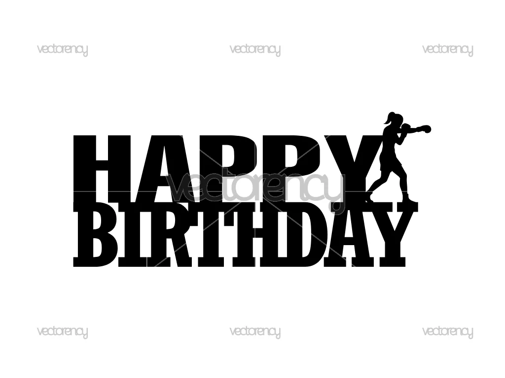 Happy Birthday Women Boxing Cake Topper Cut File SVG DXF PNG