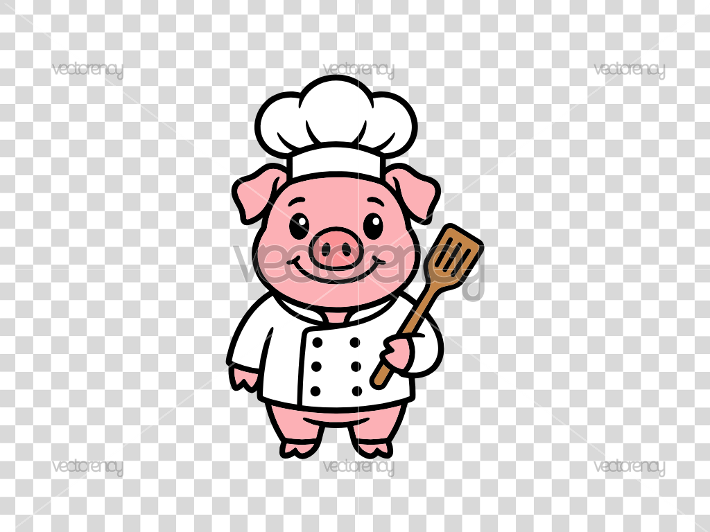 Cute Pig Wearing Chefs Uniform