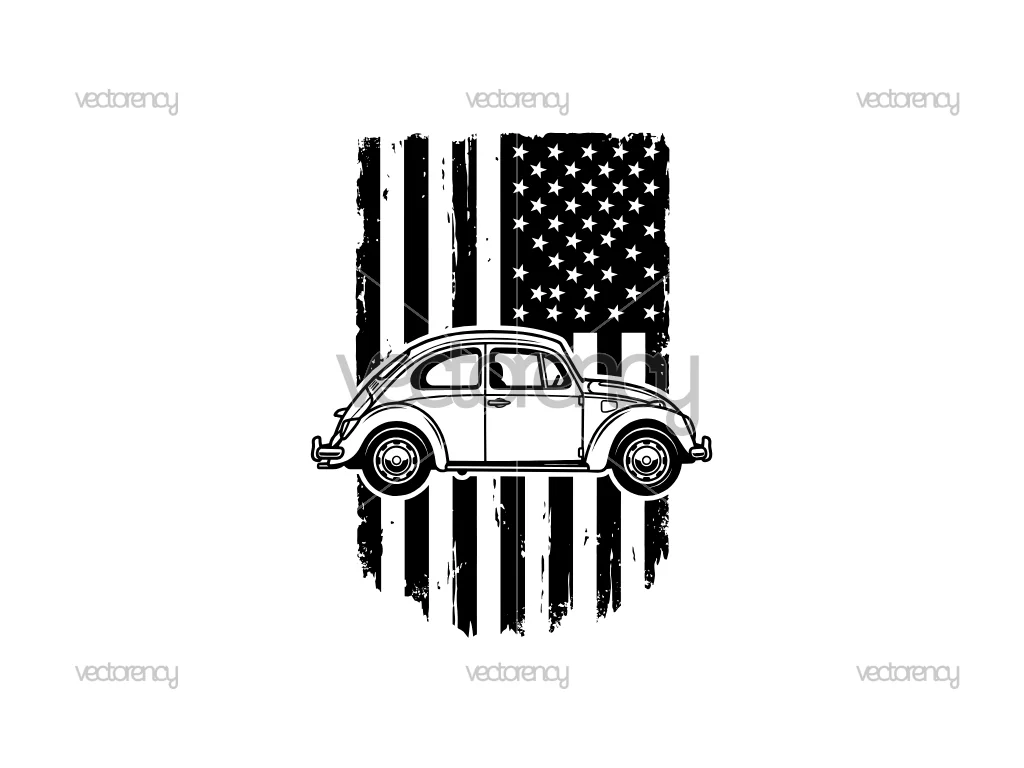 Volkswagen American Flag Vector PNG
