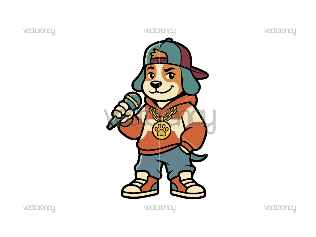 Cute Character Dog Rapper Vector