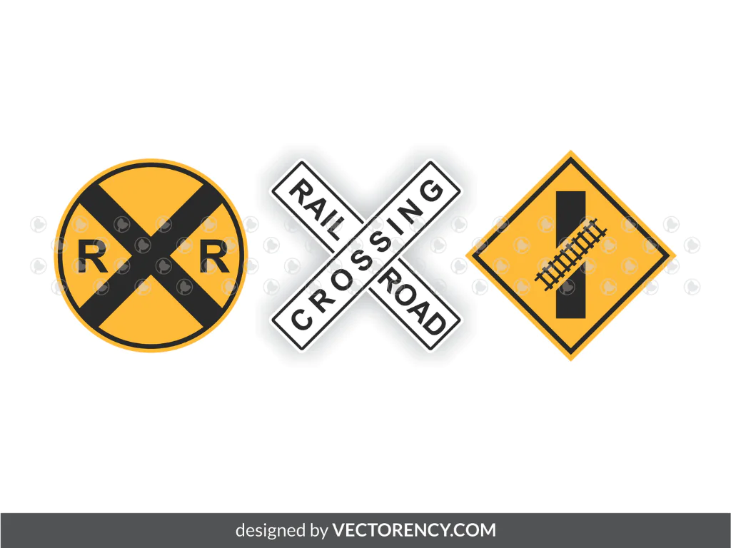 Railroad Crossing Sign SVG, Symbol Clipart Vector