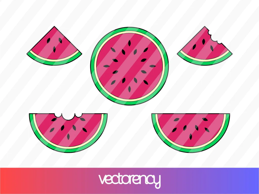 Watermelon SVG Cut Files Kawai Fruit Clipart Watermelon With Seed