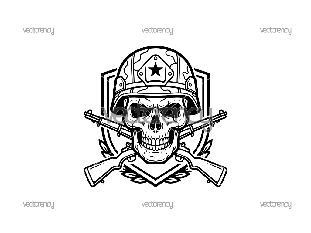Army Skull Vector Head Illustration