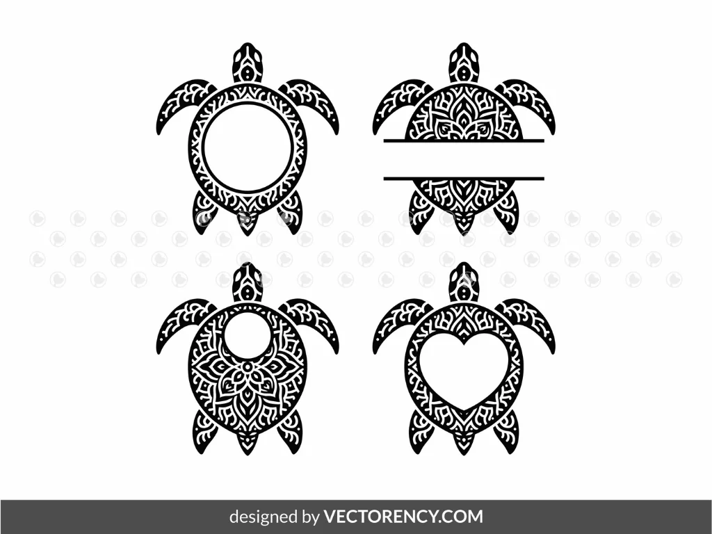 Turtle Monogram Cut Files