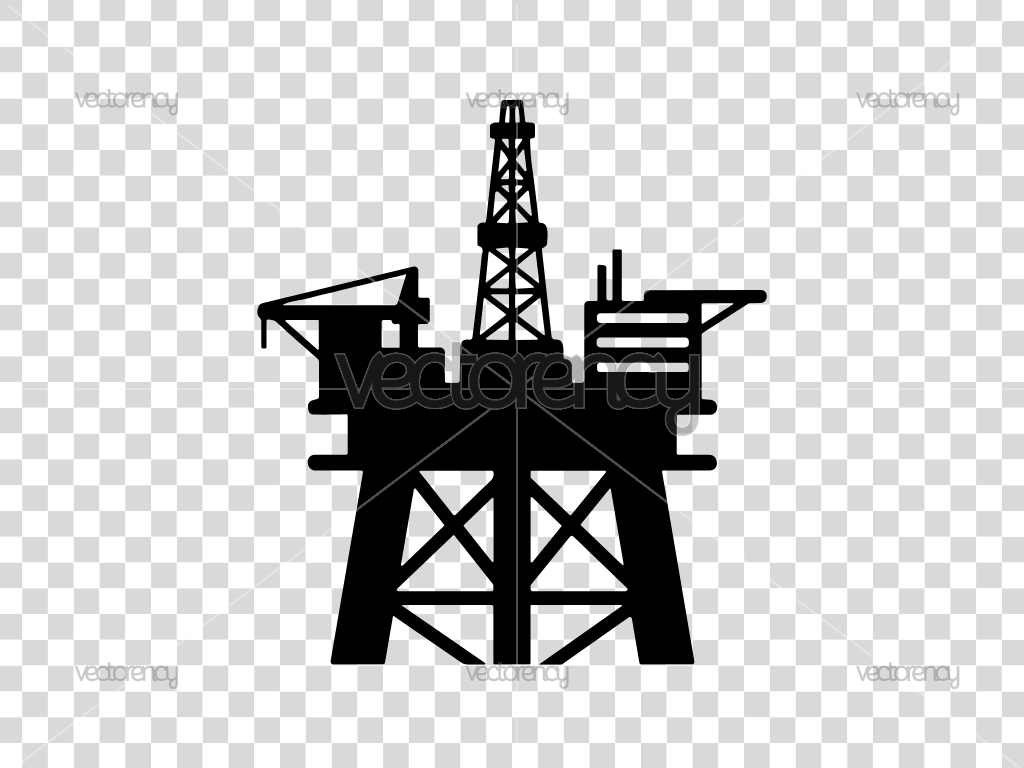 Oil Drilling Rig Silhouette Image Clipart