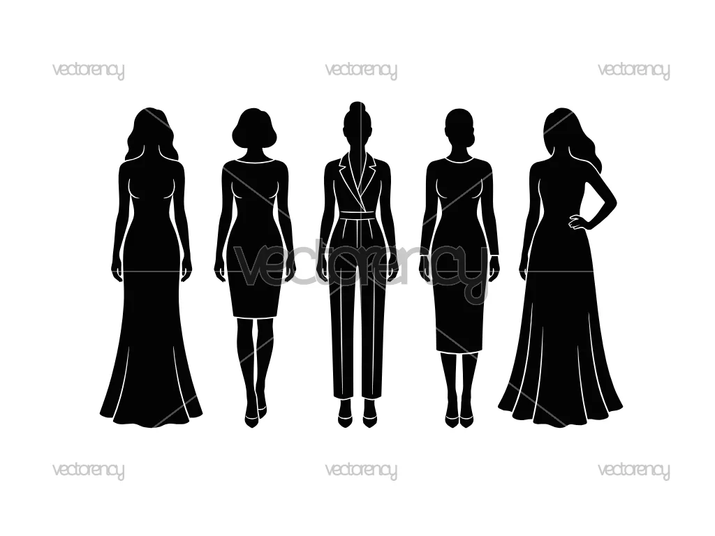 Female as Model with Elegant Outfit Silhouette