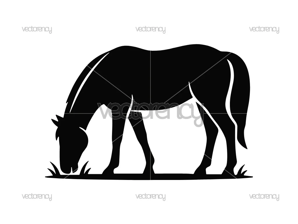 Horse Grazing Silhouette Clipart SVG