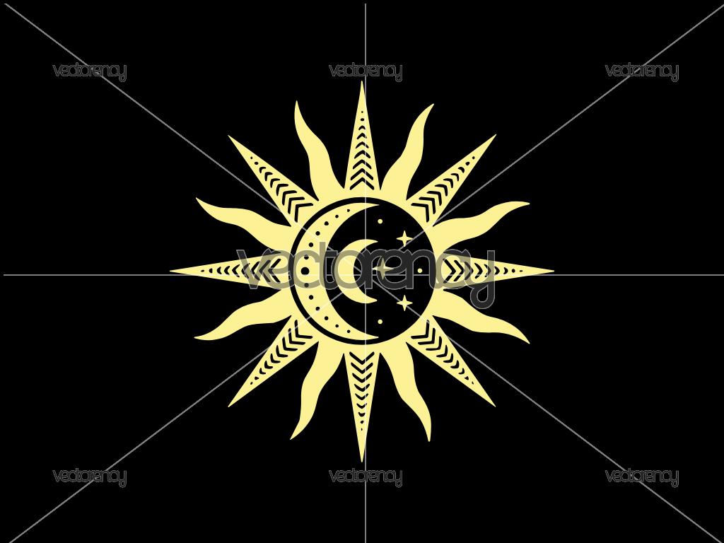 Boho Magical Moon and Sun SVG