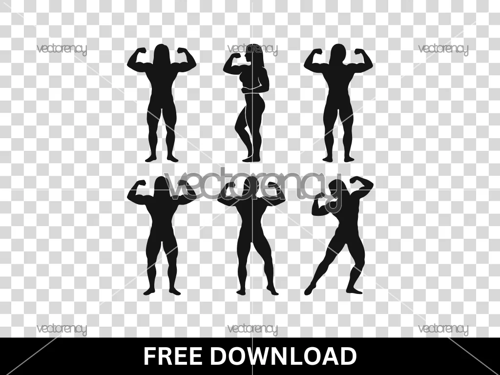 Silhouette of Body Builders