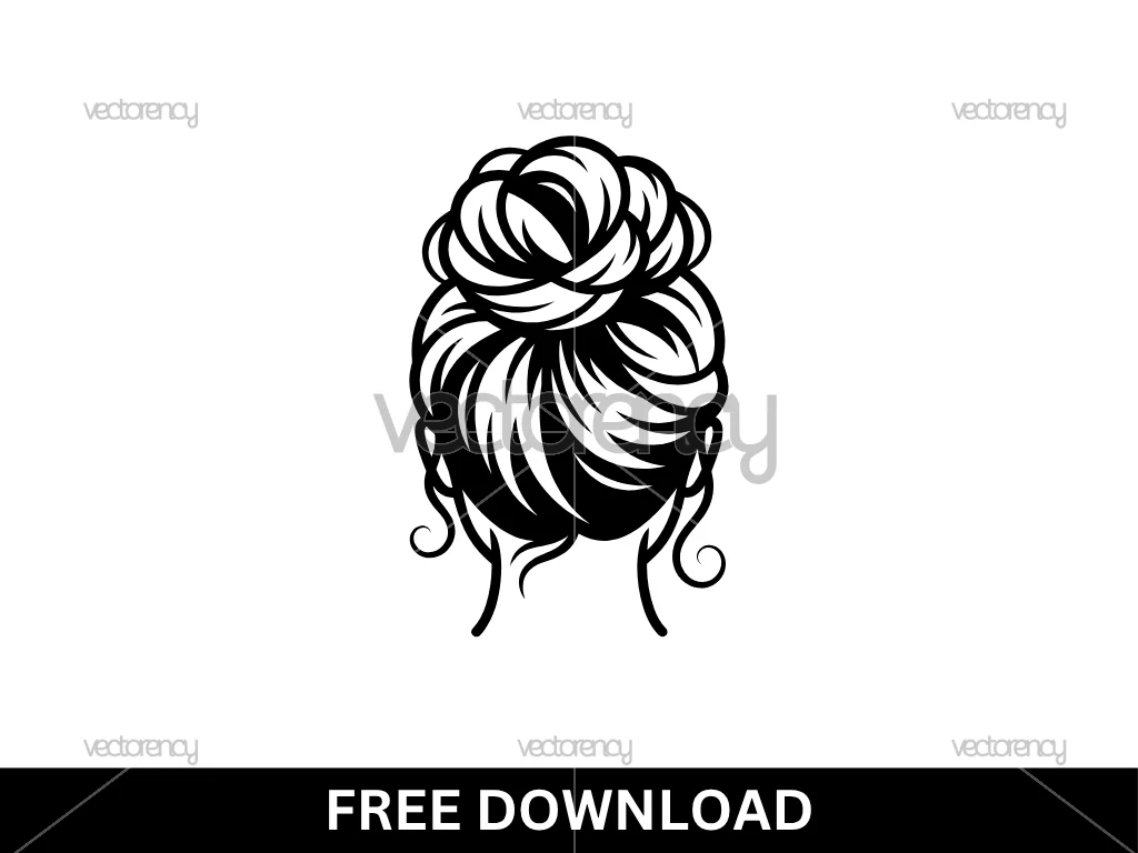 Mom Messy Bun Hair Clipart SVG PNG