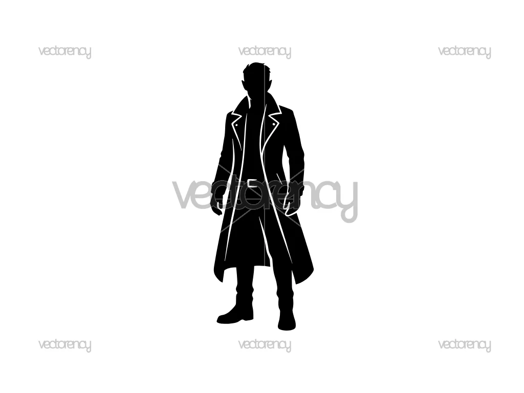 Vampire Silhouette Detective Vector