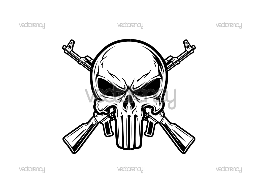 Punisher with Crossed AK47 SVG Vector Image