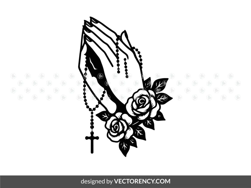 Aesthetic Praying Hands With Rosary Image SVG