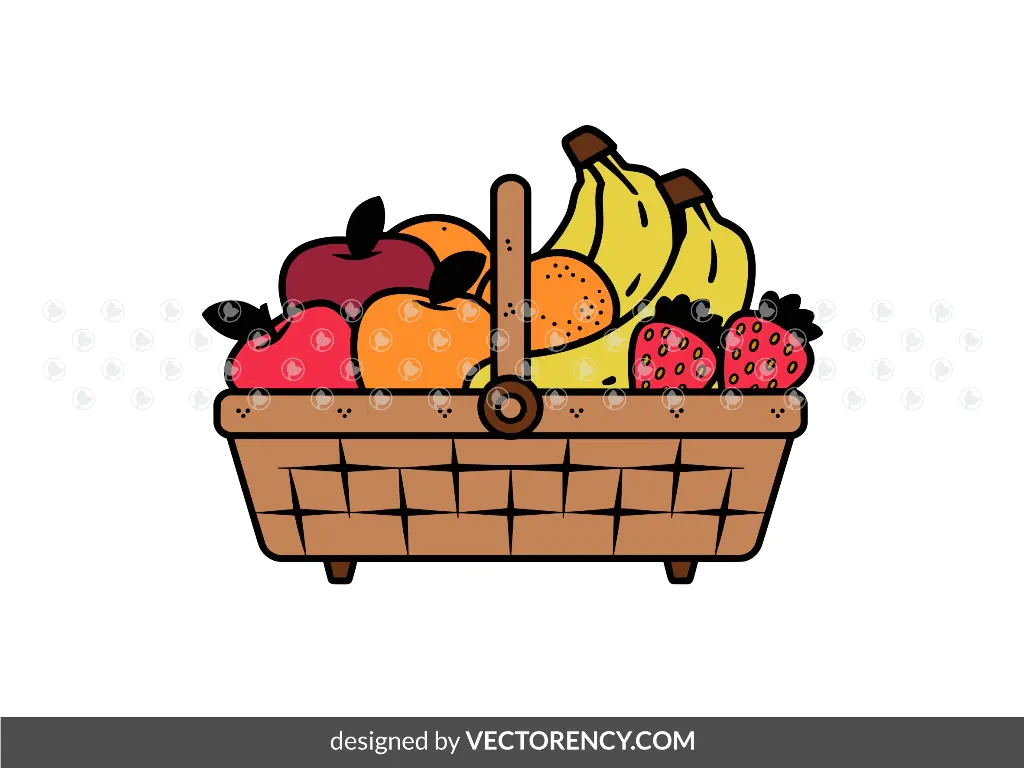 Fruit Basket Vector Clipart SVG