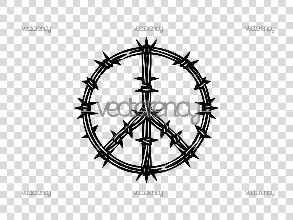 Barbed Wire Peace Symbol SVG Vector