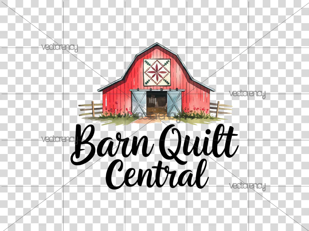 Barn Quilt Central PNG Watercolor Clipart Farm Life