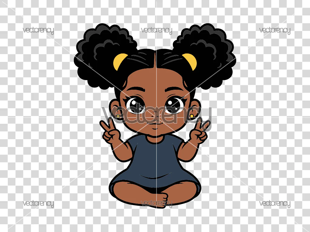 Chibi Style African American Girl