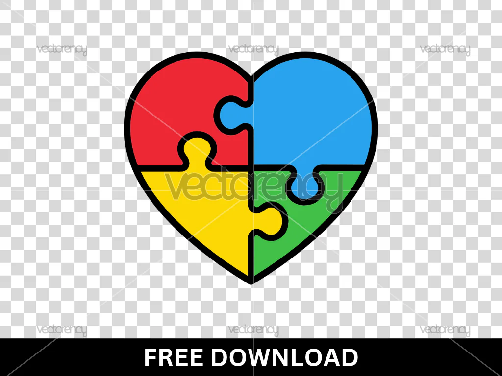 Puzzle Heart Autism Awareness Clipart SVG Free