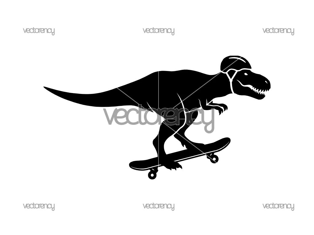 Tyrannosaurus Rides a Skateboard Vector
