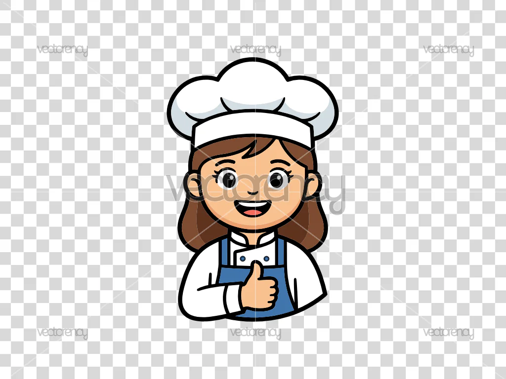 Chef Girl Cartoon Giving Thumbs Up Illustration