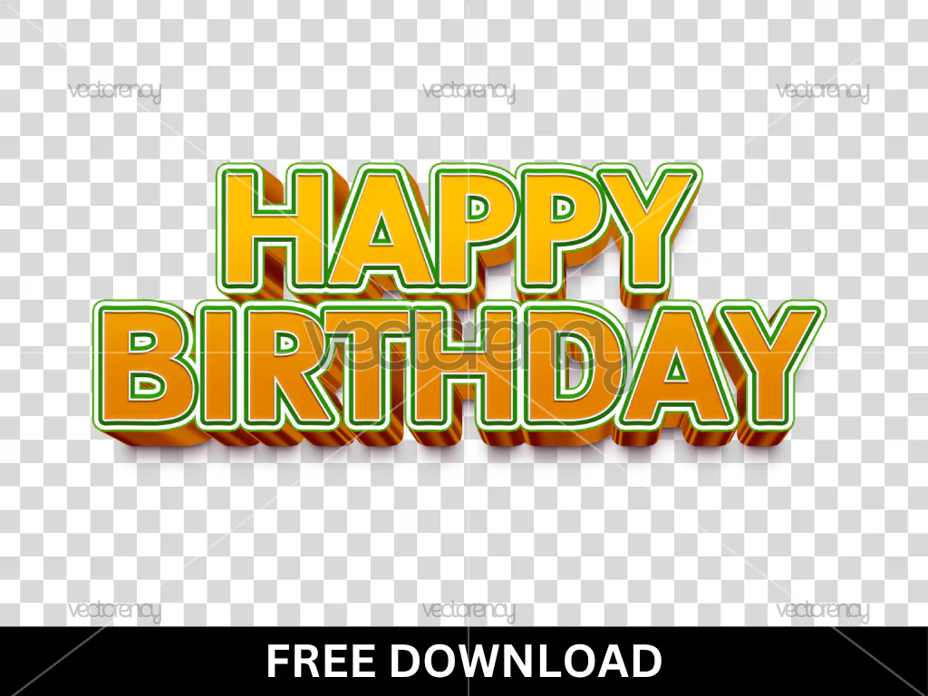 Happy Birthday Text 3D PNG Transparent