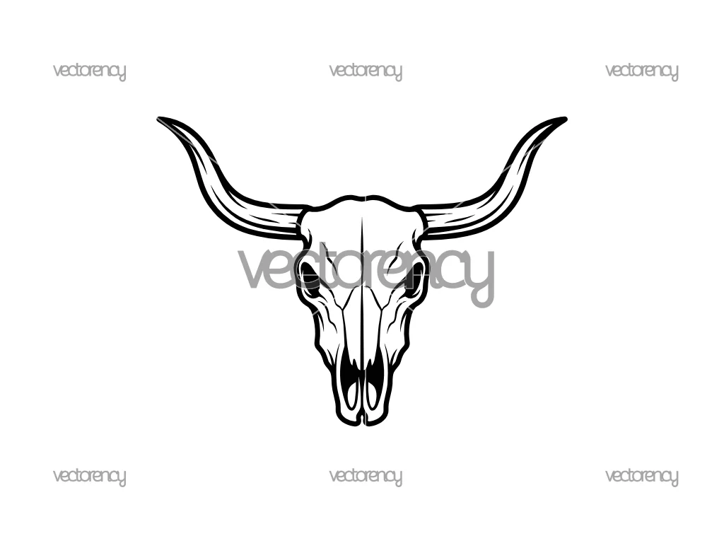 Longhorn Skull Head Logo Vector