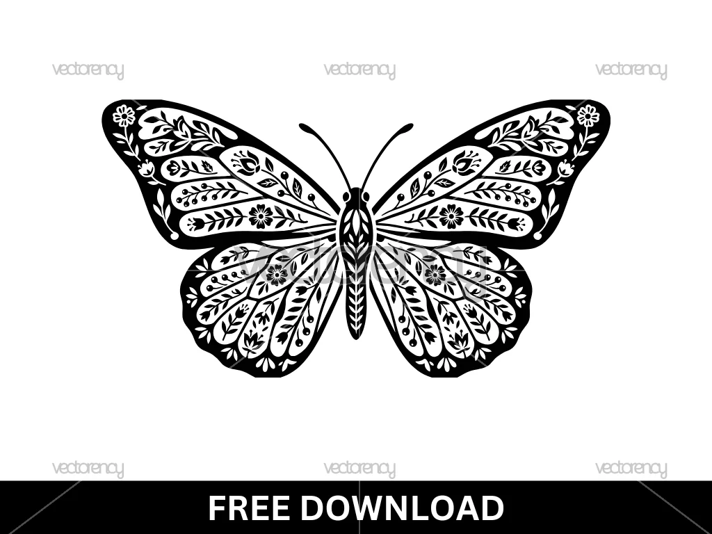 Flower Butterfly Engraving Cutting File Cricut Free Download