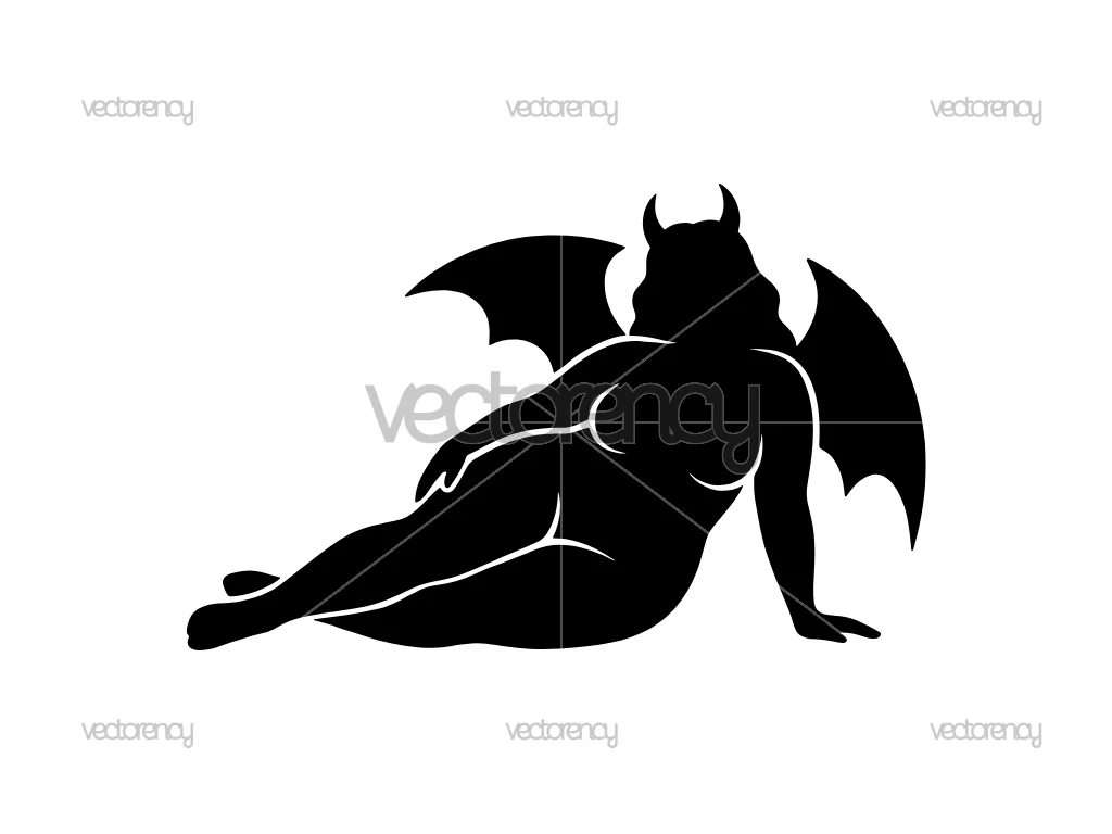 Demon Thick Curvy Mudflap Girl SVG PNG DXF