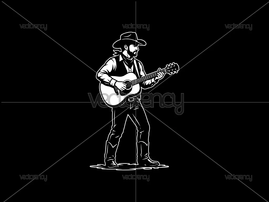 Country Music SVG, Cowboy Man with Guitar Player SVG, PNG, DXF, EPS