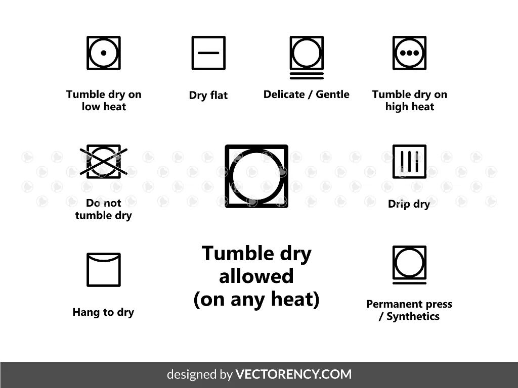 No Tumble Dry Symbol, Clothing Care Symbols Guide SVG PNG EPS