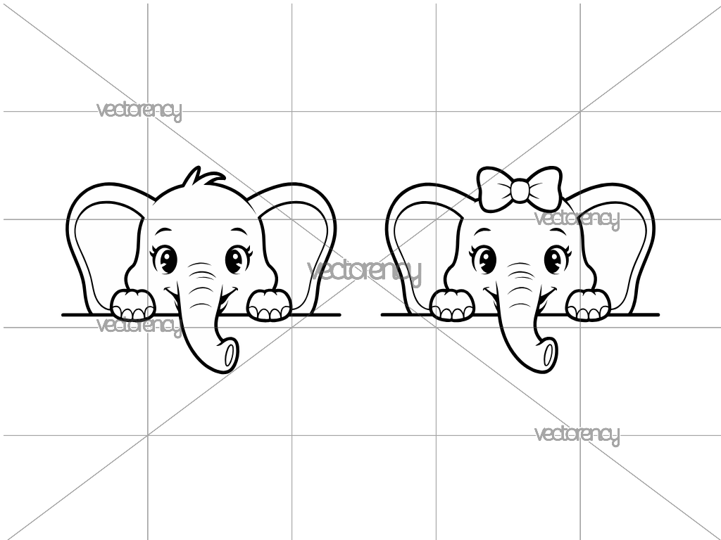 Elephant Peeking SVG Vector Image