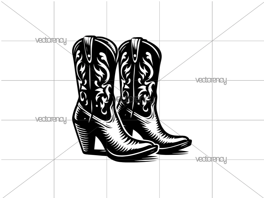 Cowgirl Boots Drawing SVG