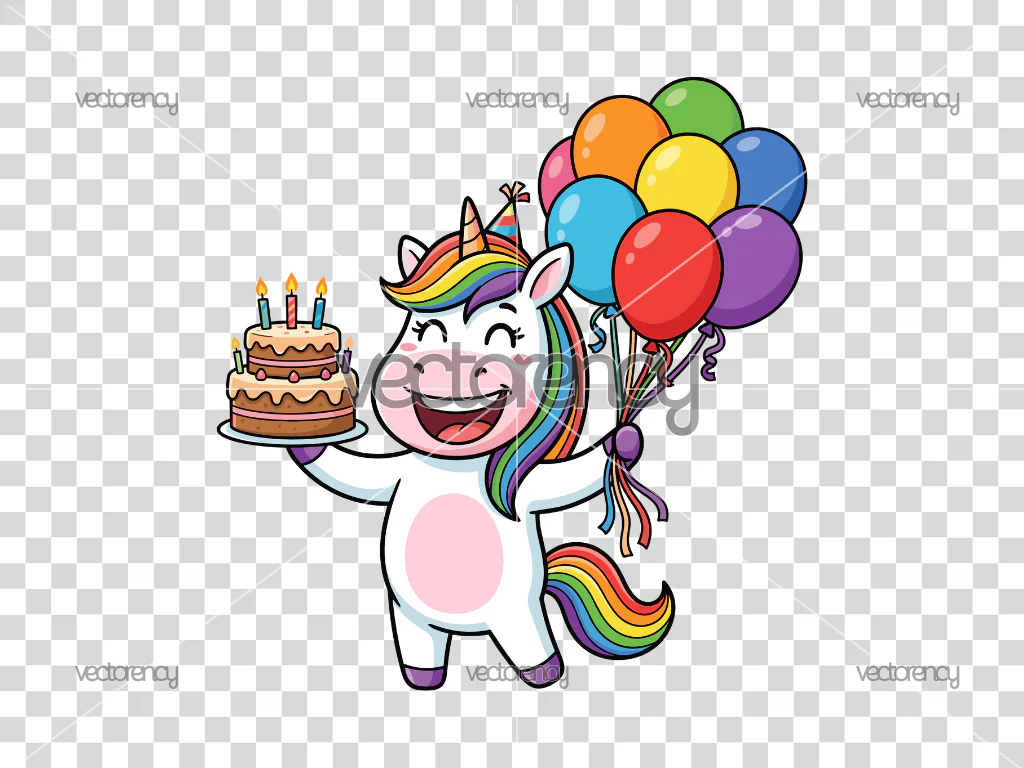 Unicorn Birthday Clipart Sticker
